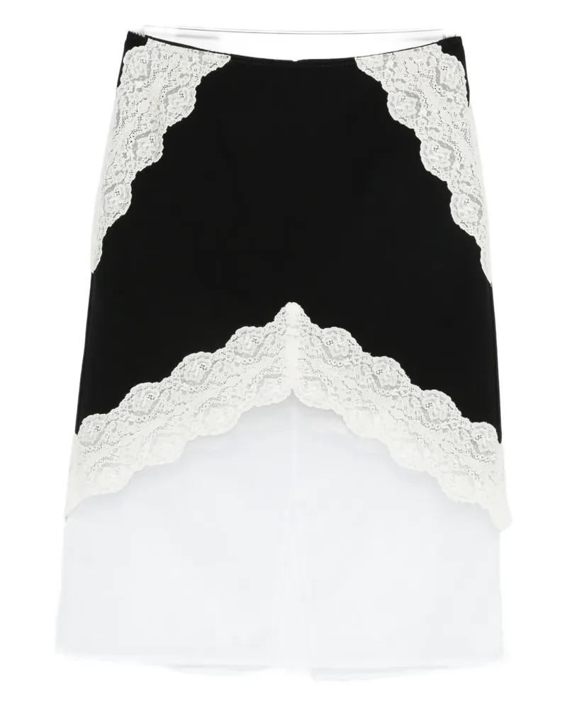 Jil Sander lace-insert skirt - Schwarz Schwarz