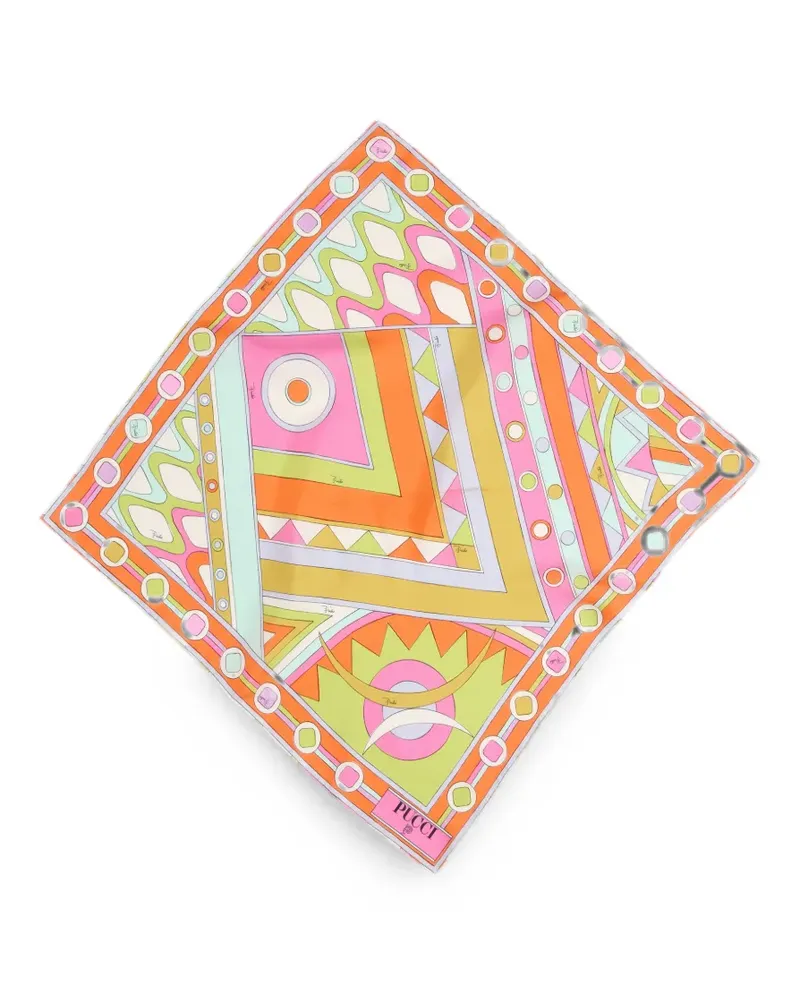 Emilio Pucci Kleines Seidentuch mit Vivara--Print - Orange Orange