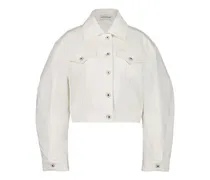 Jeansjacke mit Logo-Patch - Weiß