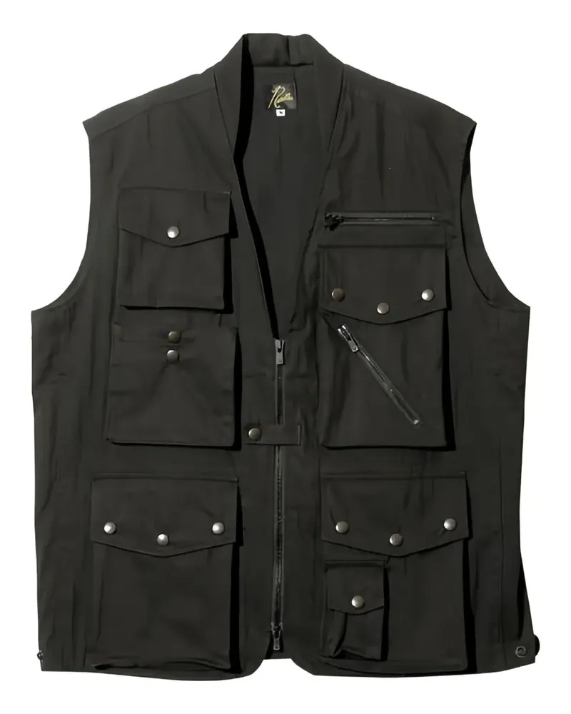 NEEDLES multi-pocket zip-up vest - Schwarz Schwarz