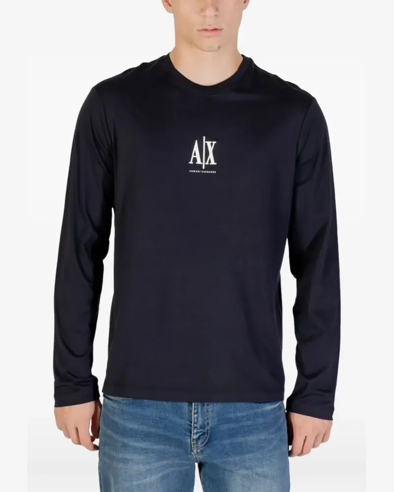 Armani Exchange long-sleeved logo-print T-shirt - Blau Blau