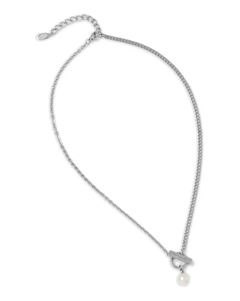 Karl Lagerfeld pearl T-bar chain necklace - Silber Silber