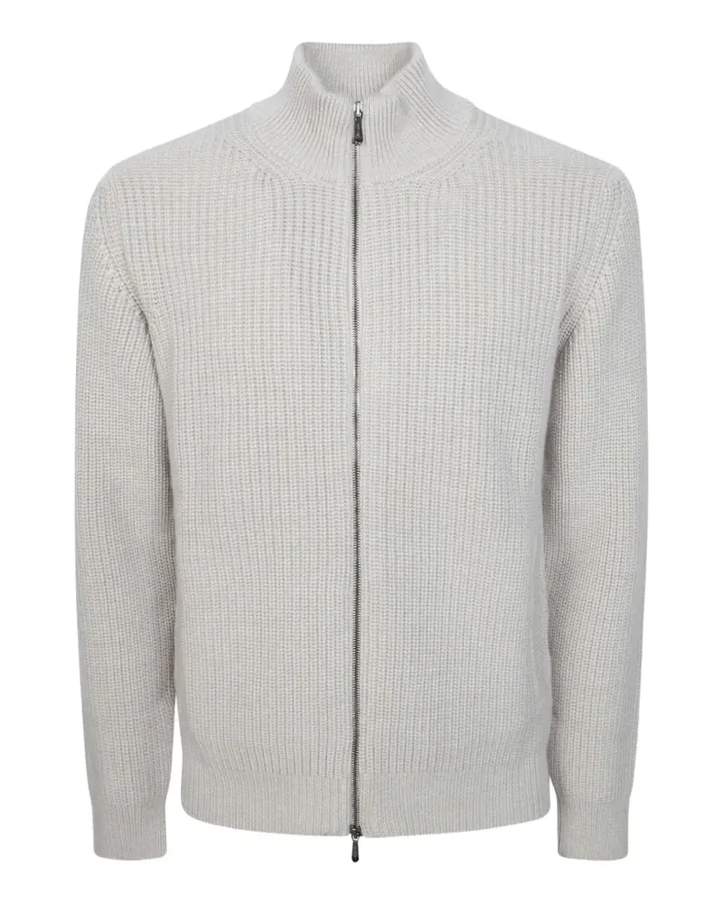 Drumohr  ribbed-knit zip-up cardigan - Nude Nude