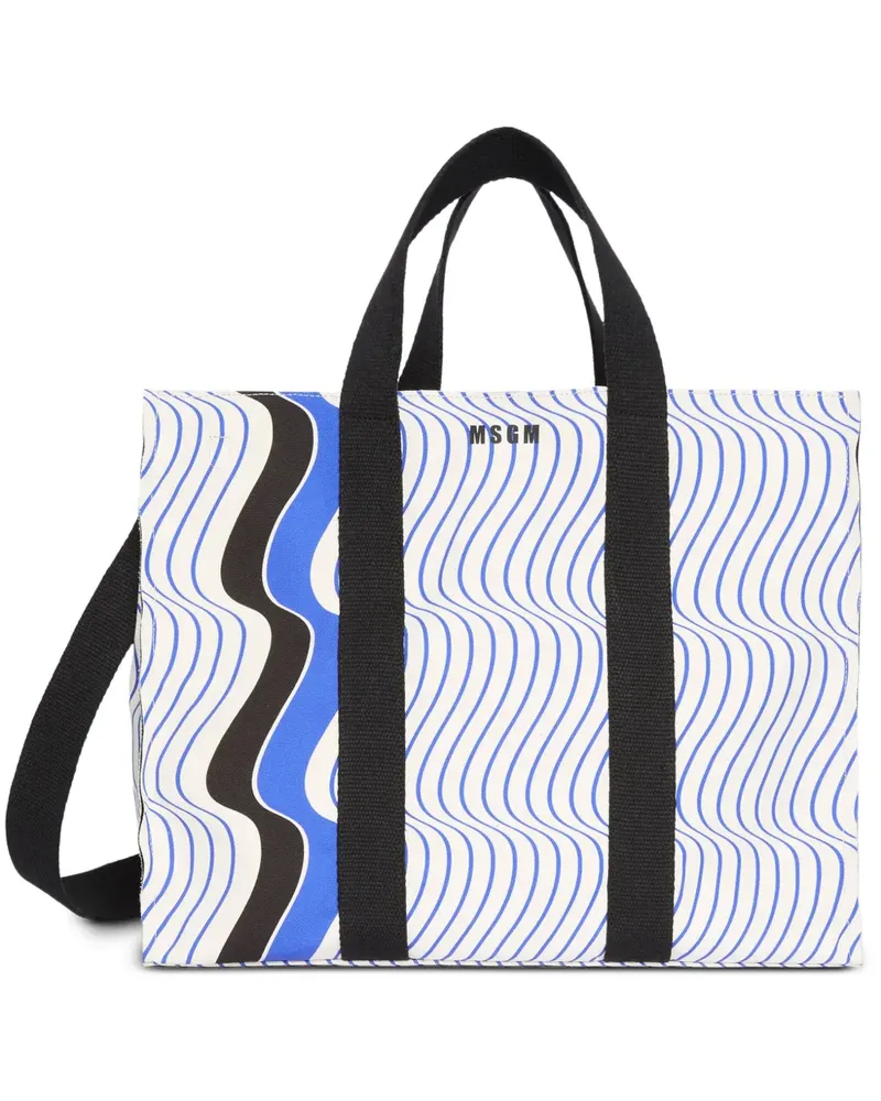 MSGM Gestreifter Shopper - Blau Blau