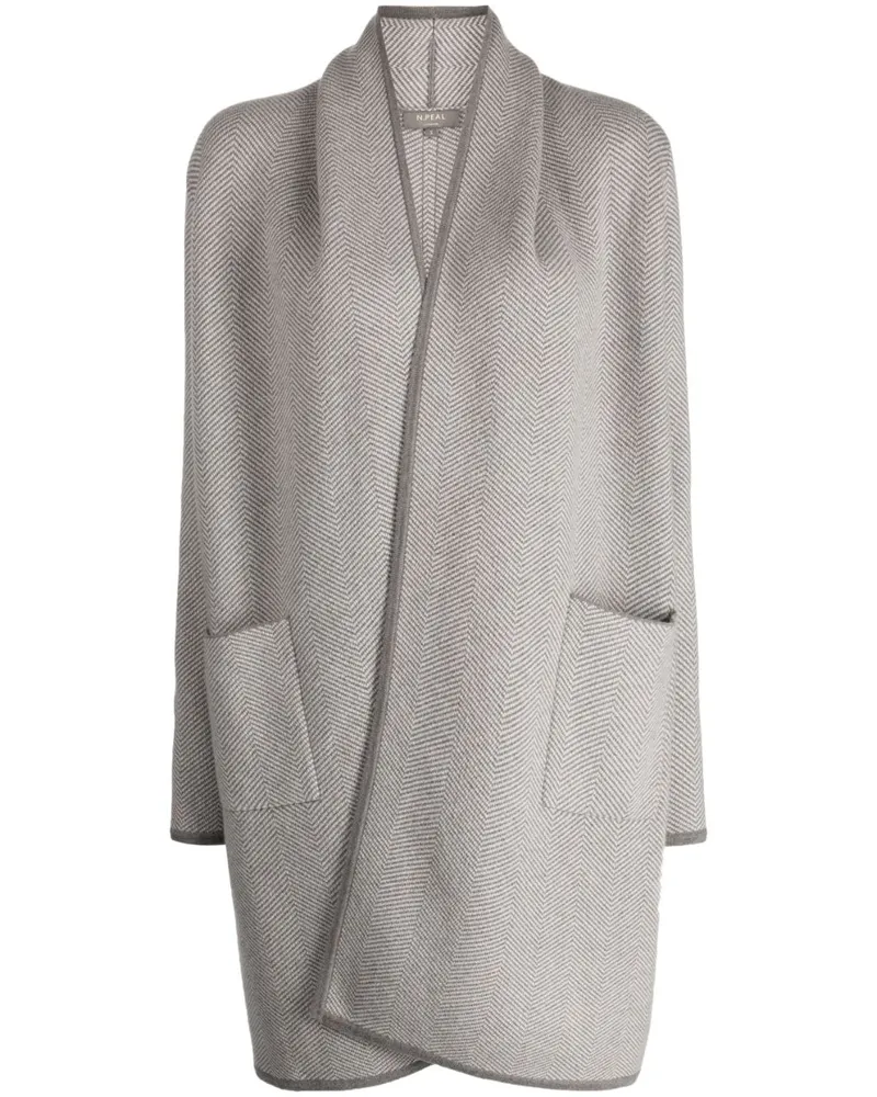 N.Peal Cardigan mit Fischgrätenmuster - Grau Grau