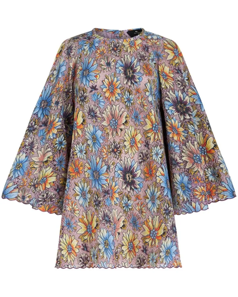 Etro Minikleid mit Spitzen-Print - Rosa Rosa
