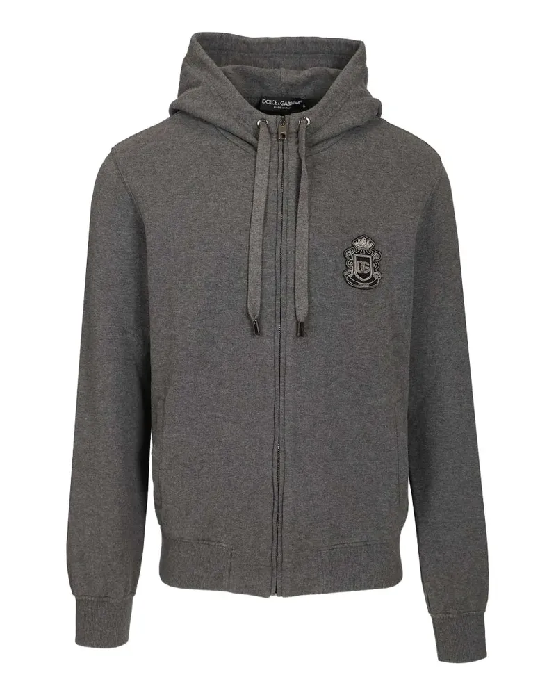 Dolce & Gabbana logo-patch zip-up hoodie - Grau Grau