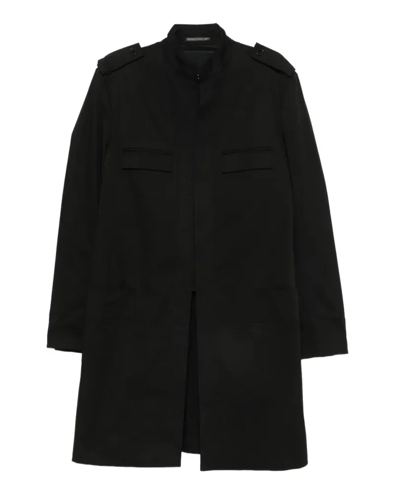 Yohji Yamamoto Stehkragen-Jacke mit Schulterklappen - Schwarz Schwarz