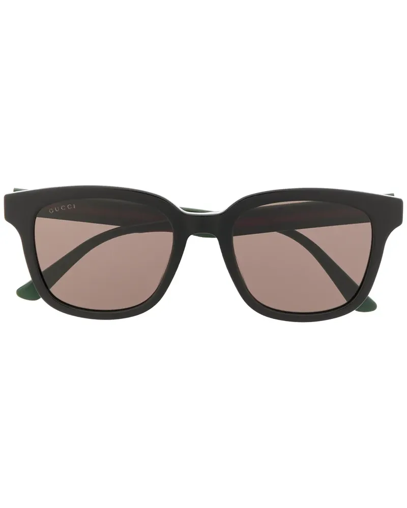 Gucci Sonnenbrille mit eckigem Gestell - Schwarz Schwarz