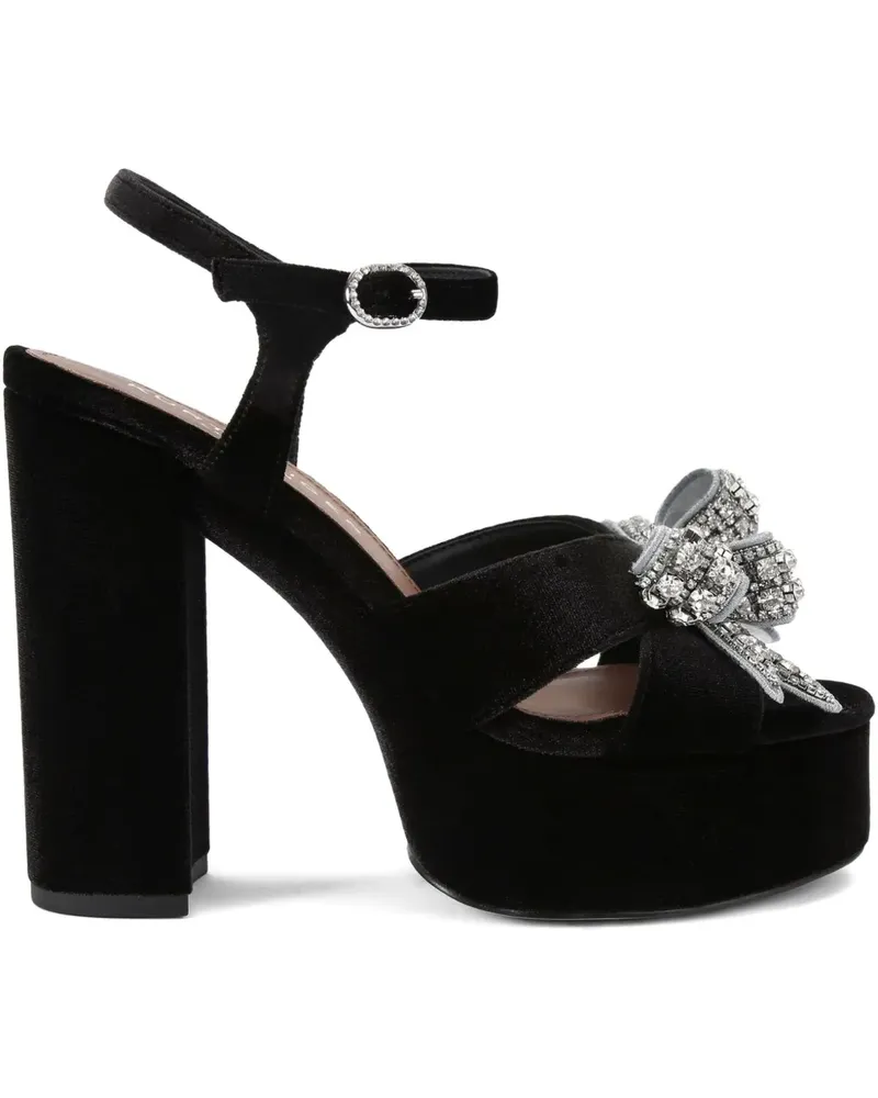 Kurt Geiger Plateau-Sandalen mit Kristallschleife 125mm - Schwarz Schwarz