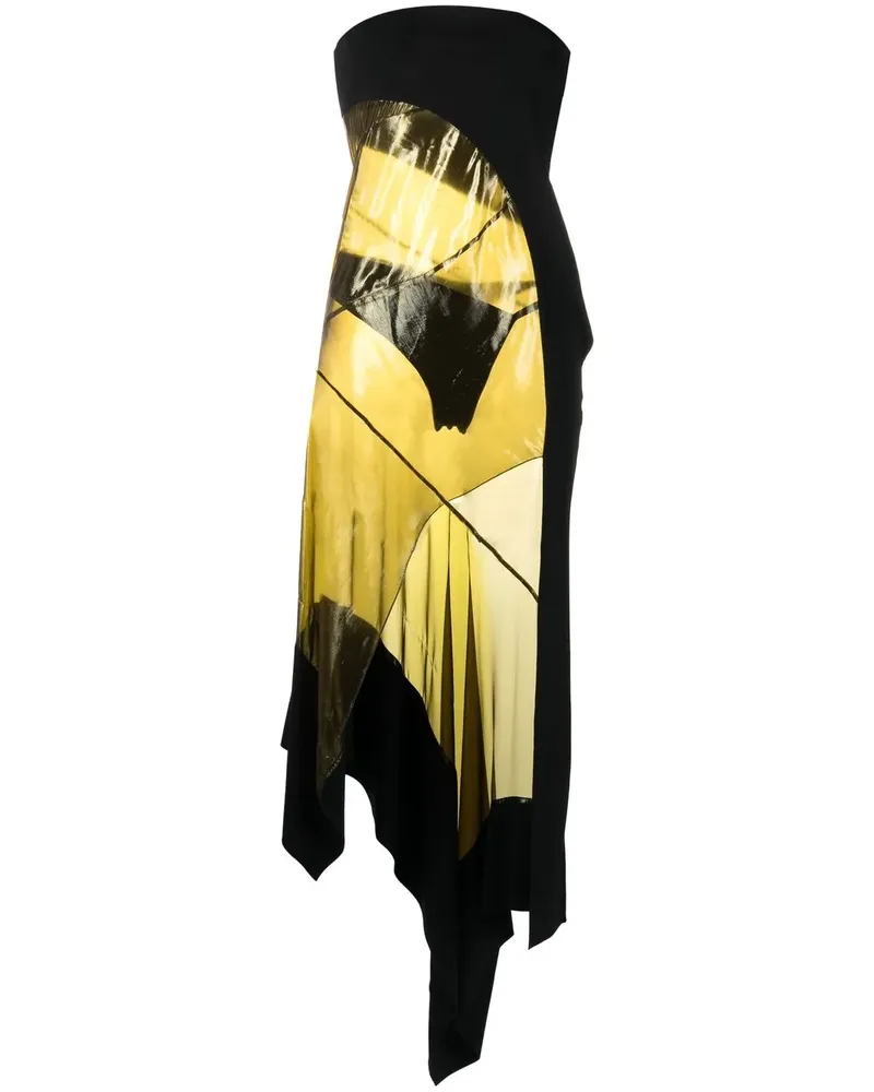 Thierry Mugler Asymmetrisches Kleid mit transparenten Einsätzen - Schwarz Schwarz