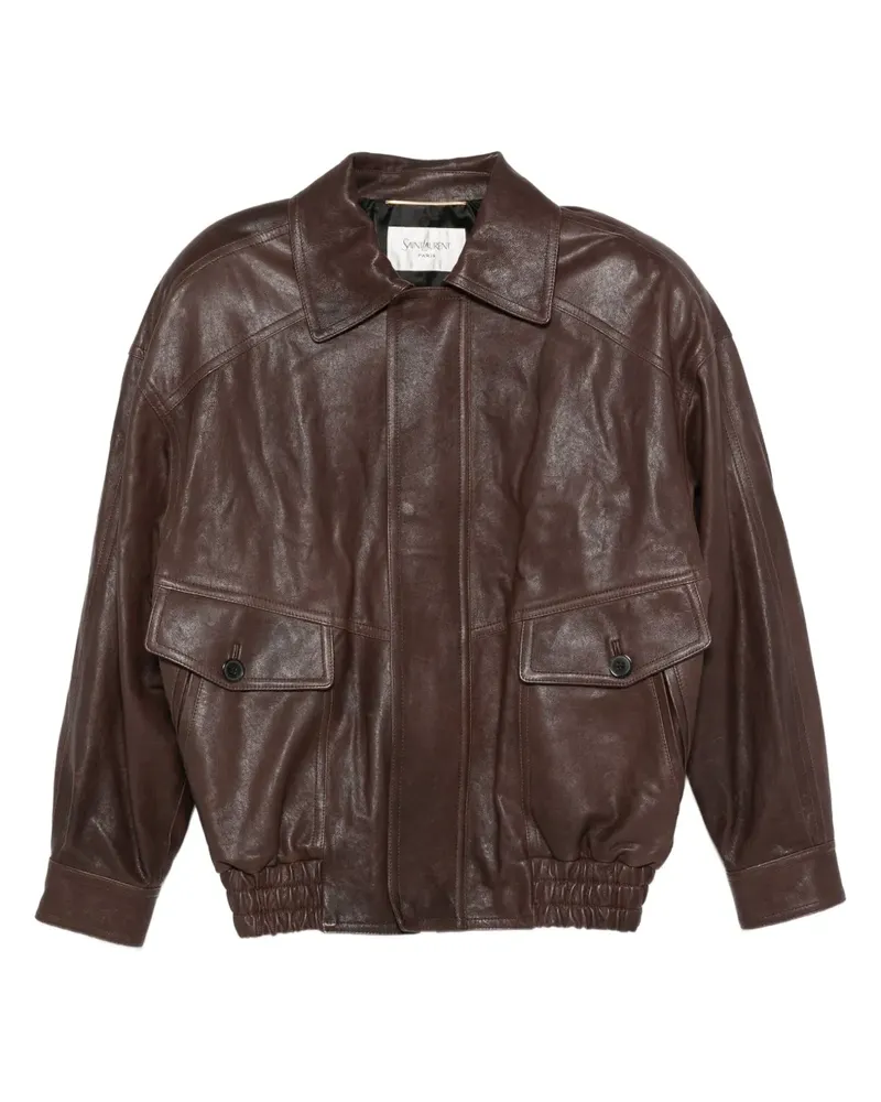 Saint Laurent Klassische Lederjacke - Braun Braun