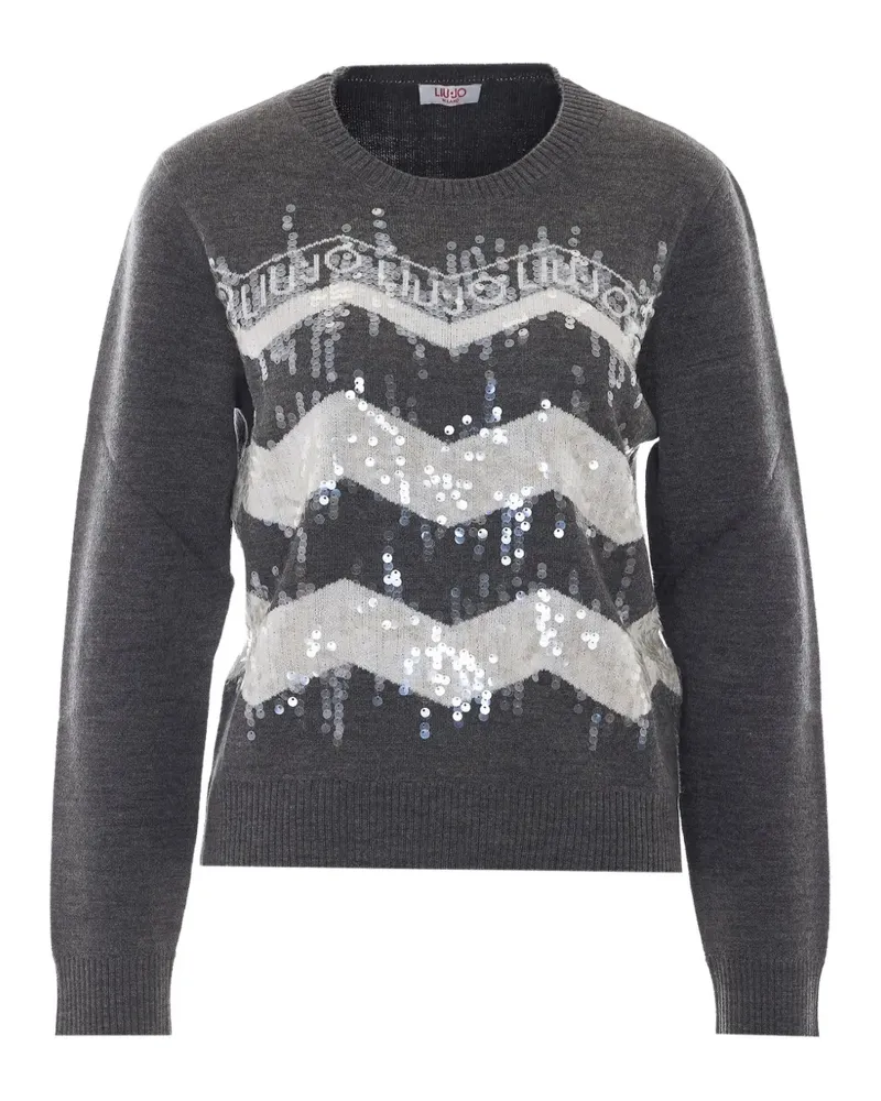 Liu Jo Pullover mit Pailletten und Zickzackmuster - Grau Grau