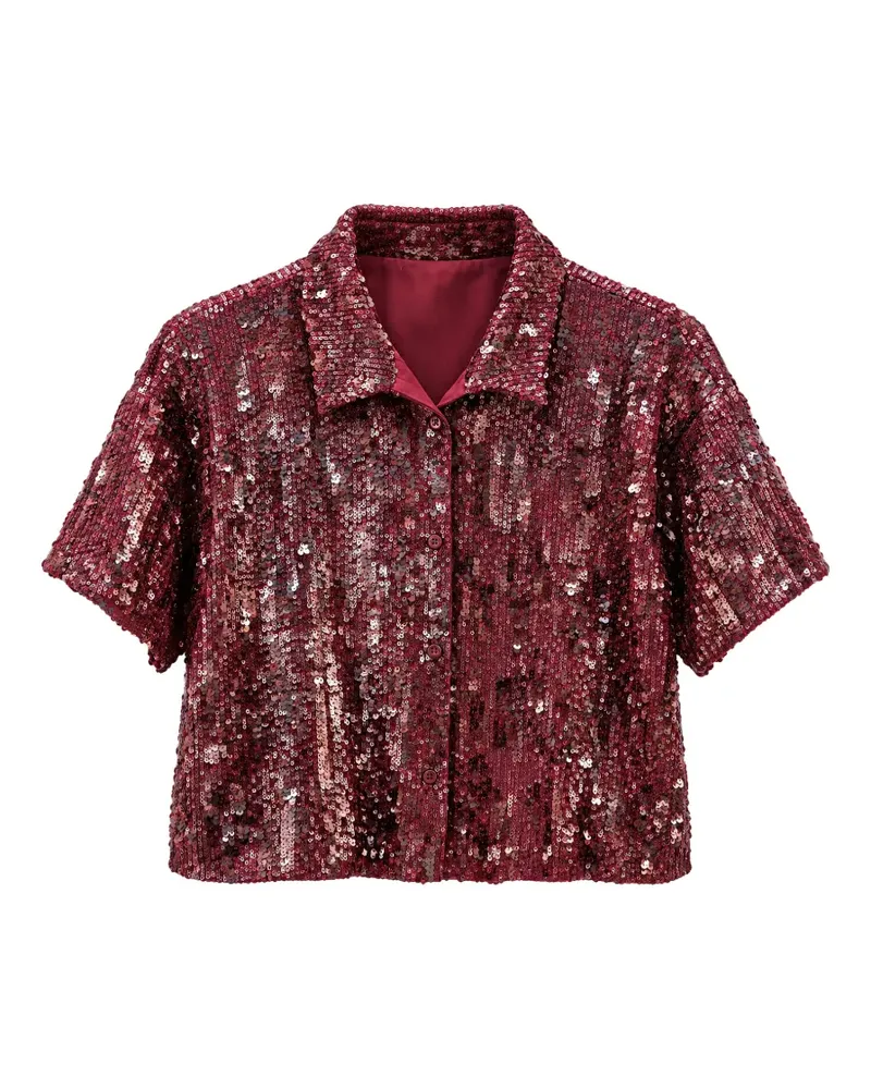 Weili Zheng sequin-embellished cropped shirt - Rot Rot