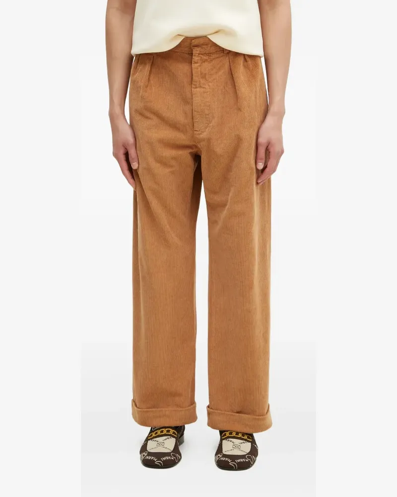 Wood Wood cuffed-hem corduroy trousers - Braun Braun