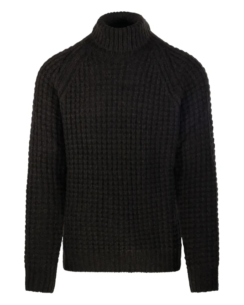 Roberto Collina Waffelstrick-Pullover mit Stehkragen - Braun Braun