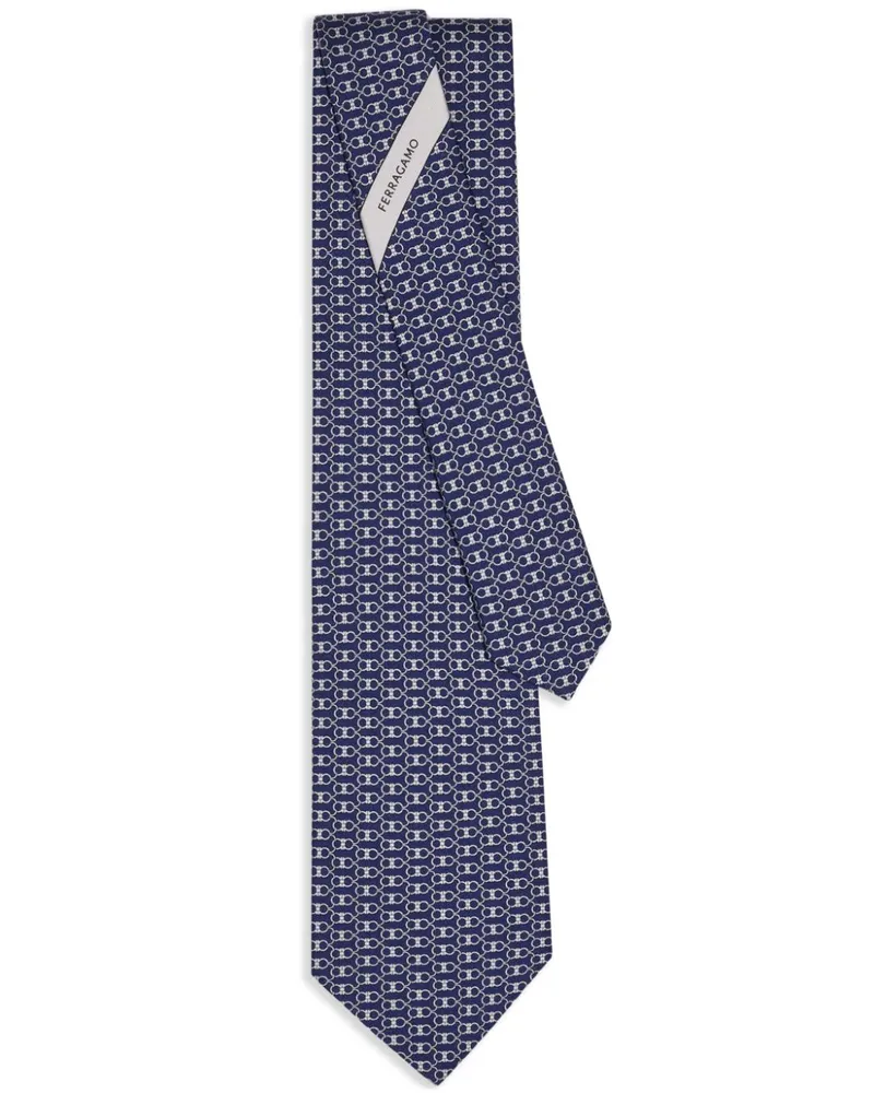 Ferragamo Krawatte mit Gancini-Print - Blau Blau