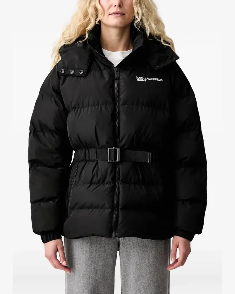 Karl Lagerfeld belted-waist puffer jacket - Schwarz Schwarz