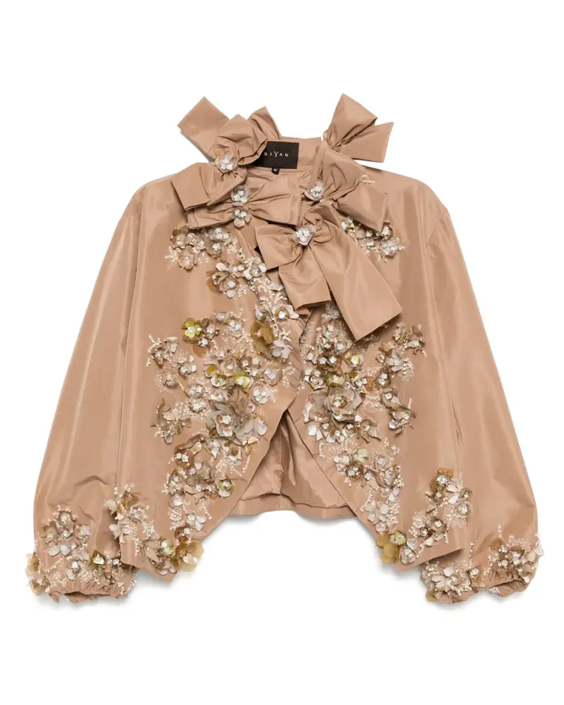 Biyan Gewickelte Taft-Jacke mit 3D-Verzierung - Braun Braun