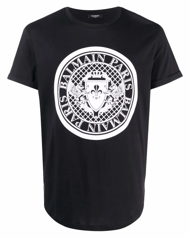 Balmain T-Shirt mit Logo-Print - Schwarz Schwarz