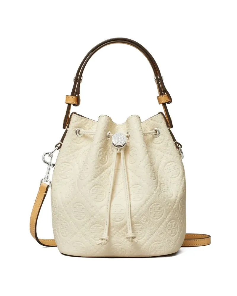 Tory Burch Mini T Monogram Beuteltasche - Weiß Weiß
