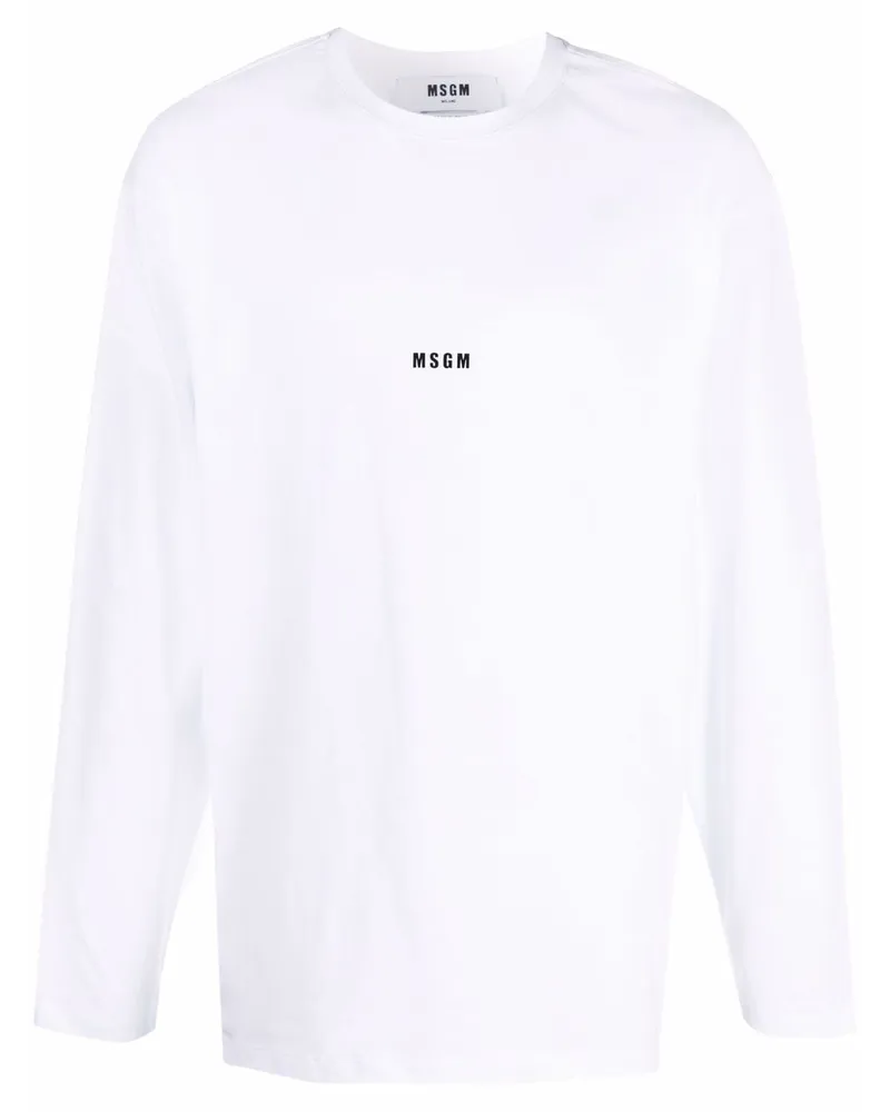 MSGM Langarmshirt mit Logo-Print - Weiß Weiß