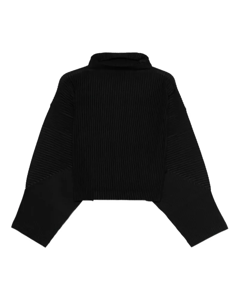 Issey Miyake Plissiertes MC June T-Shirt mit Stehkragen - Schwarz Schwarz
