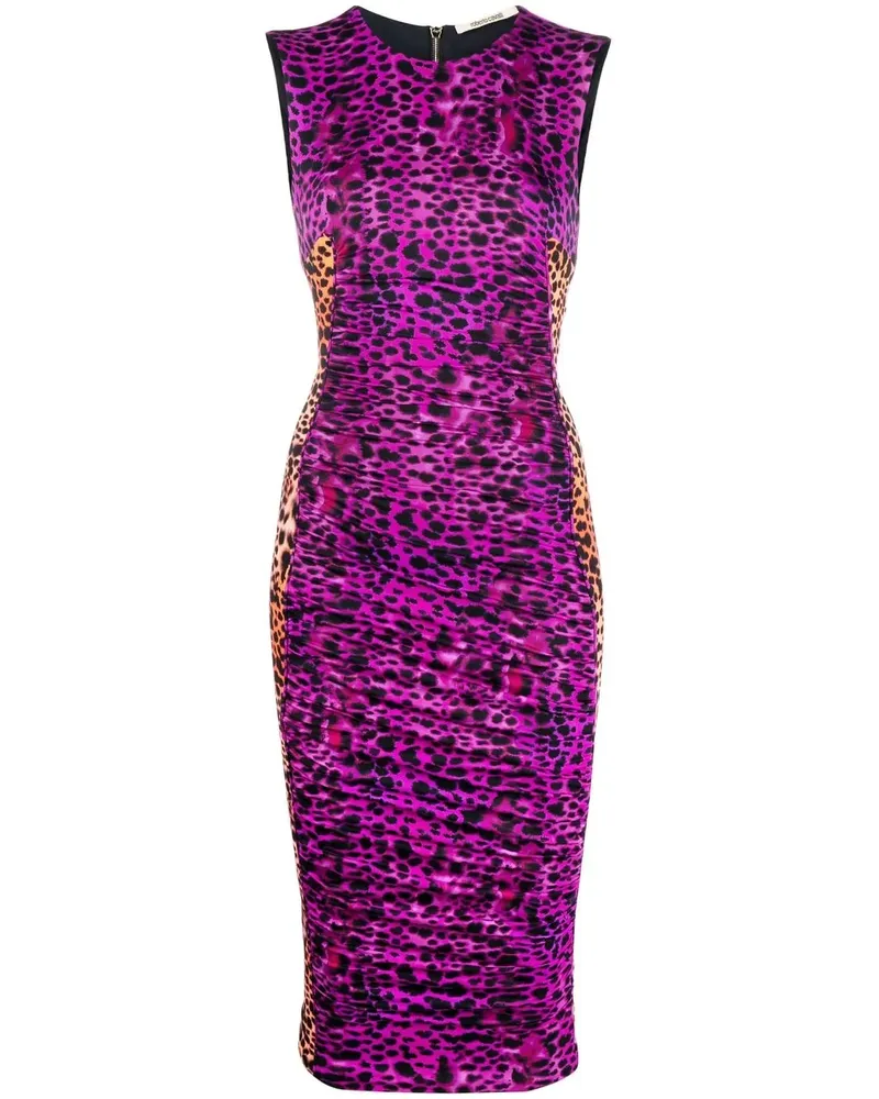 Roberto Cavalli Schmales Kleid mit Leoparden-Print - Rosa Rosa