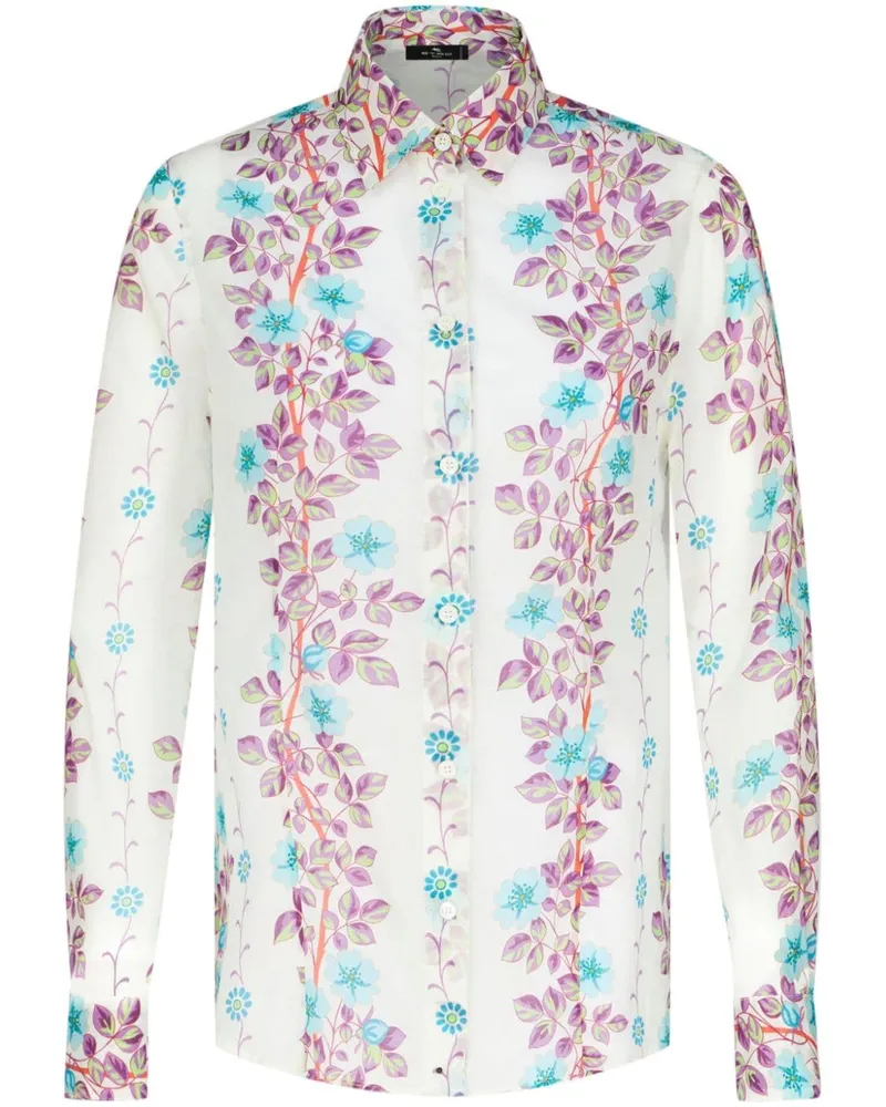 Etro Hemd mit Blumen-Print - Weiß Weiß