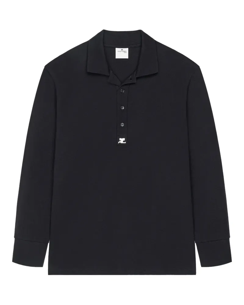 Courrèges Langärmliges Poloshirt mit Logo - Schwarz Schwarz
