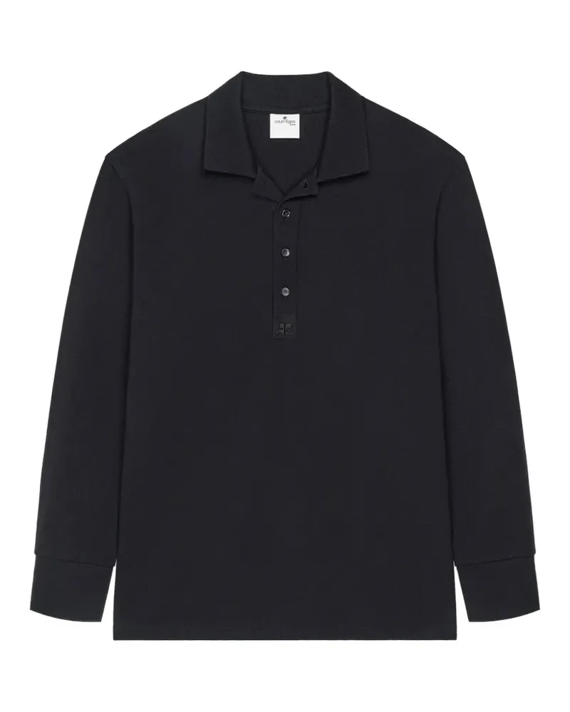 Courrèges Langärmliges Poloshirt mit Logo - Schwarz Schwarz
