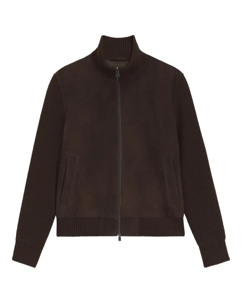HUGO BOSS Gerippte Jacke mit Wildledereinsätzen - Braun Braun