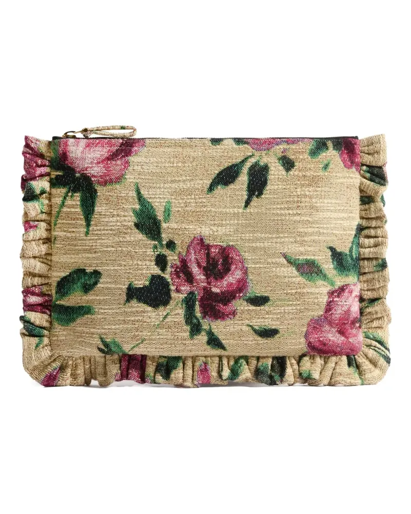 La DoubleJ Clutch mit Blumenmuster - Nude Nude