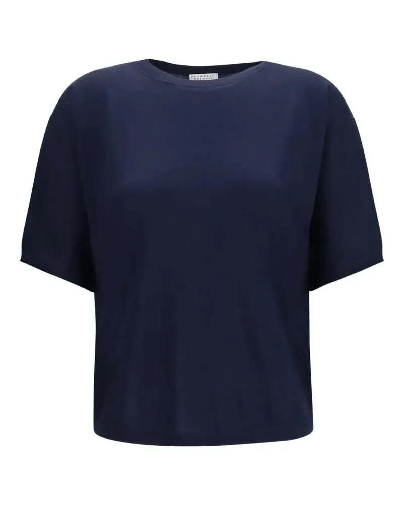 Brunello Cucinelli short-sleeve round-neck cashmere T-shirt - Blau Blau