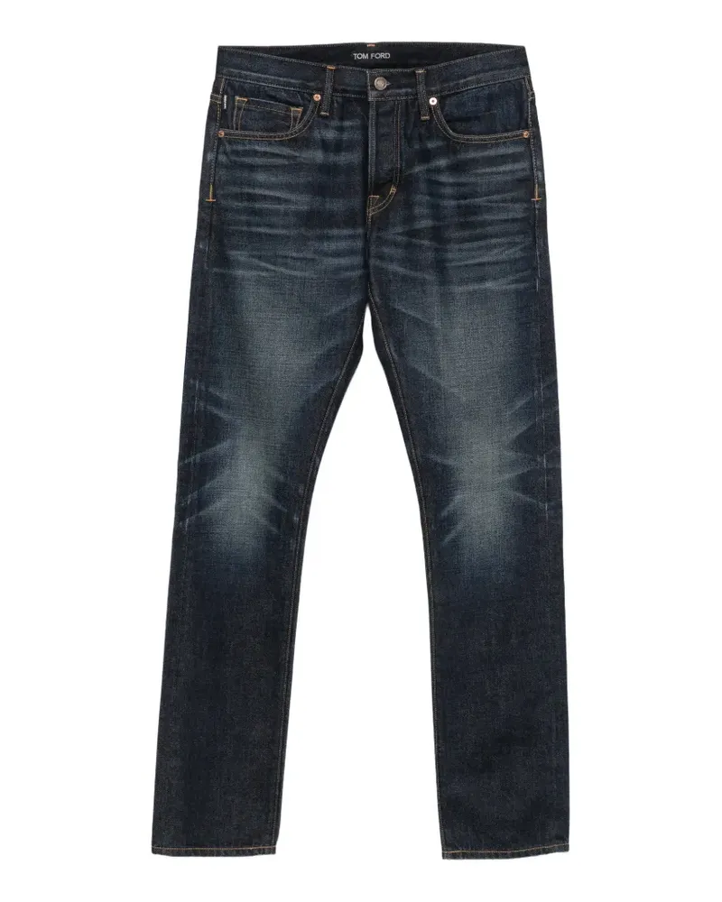 Tom Ford Gürtelschlaufen-Jeans mit Logo-Patch - Blau Blau