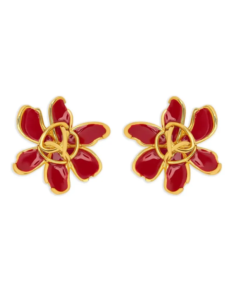 Oscar de la Renta Ohrringe mit Blumenform - Rot Rot