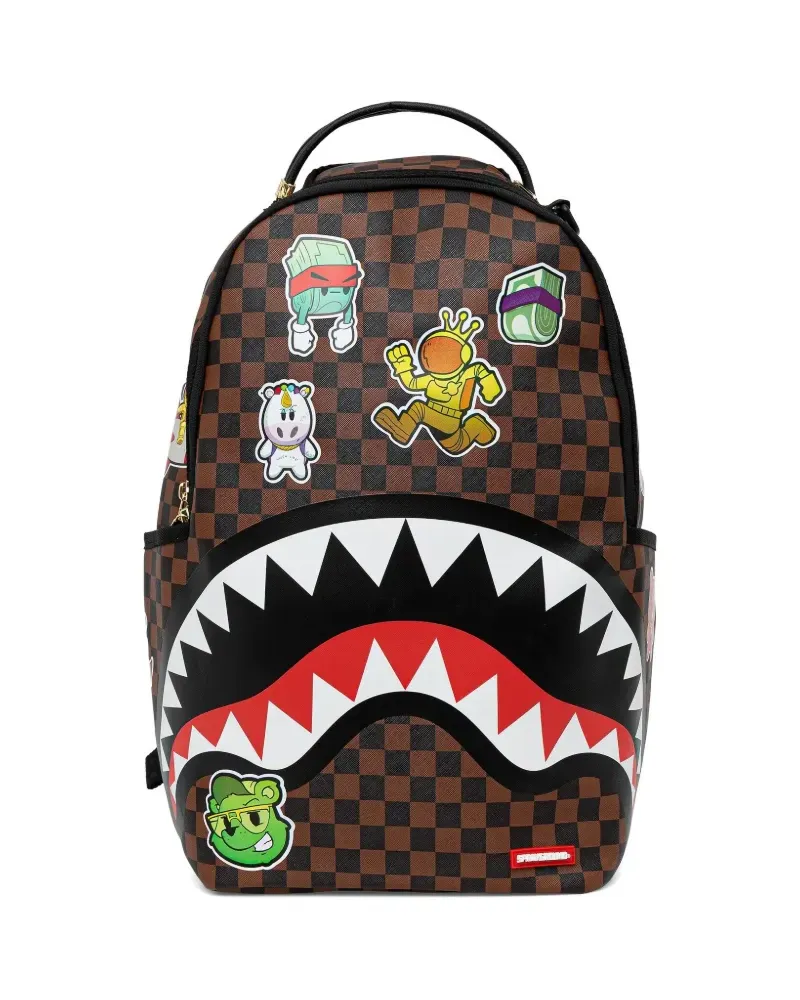 Sprayground Karierter Rucksack mit grafischem Print - Braun Braun