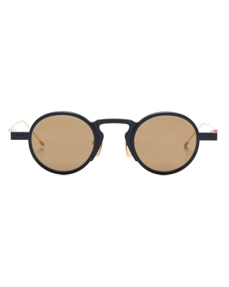 Thom Browne Sonnenbrille mit rundem Gestell - Schwarz Schwarz