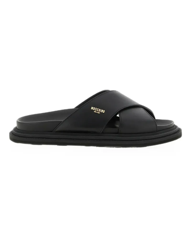 Moschino logo-plaque crossover-strap sandals - Schwarz Schwarz