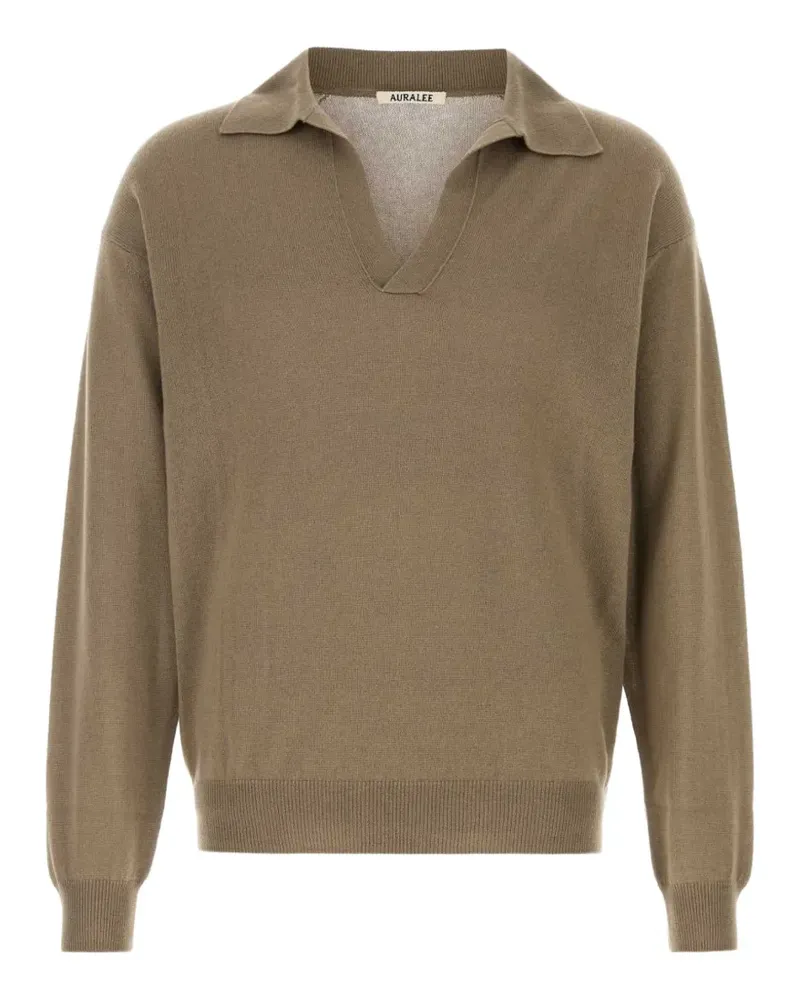 AURALEE Pullover mit Poloshirtkragen - Nude Nude