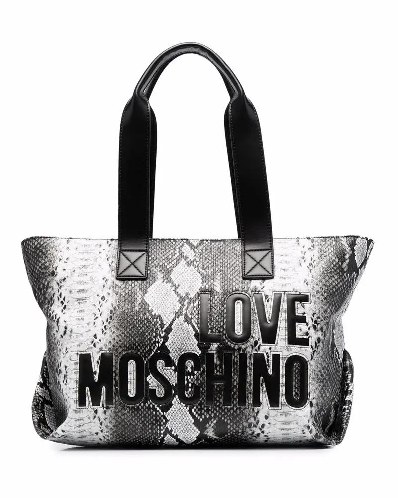Moschino Tote Bag mit Schlangen-Effekt - Schwarz Schwarz