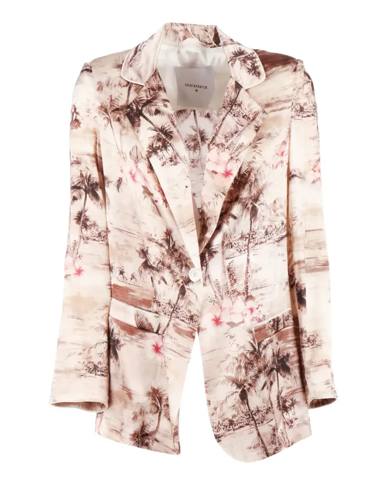SHIRTAPORTER graphic-print blazer - Nude Nude