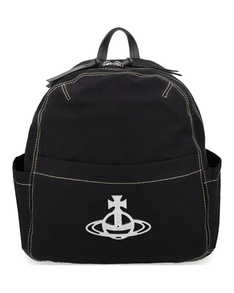Vivienne Westwood medium George orb-plaque contrast-stitch backpack - Schwarz Schwarz