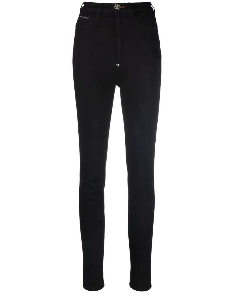 Philipp Plein Jeans mit hohem Bund Schwarz