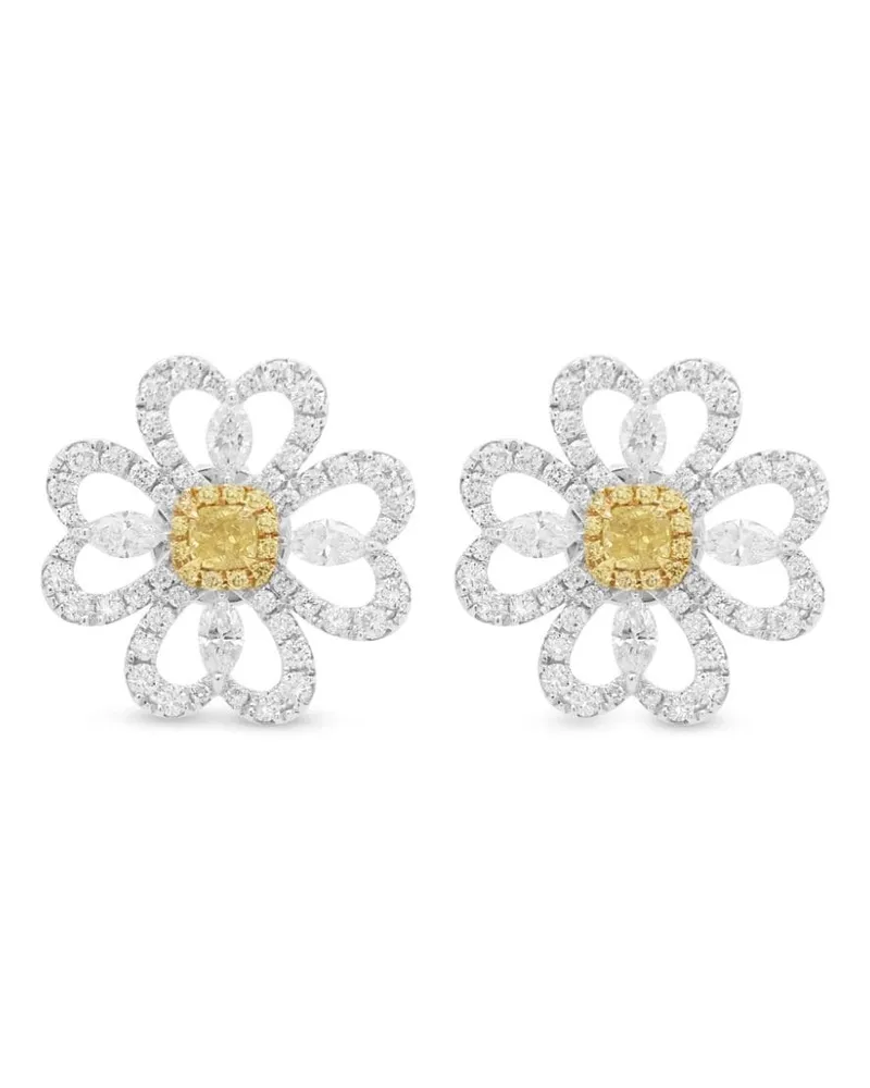 HYT Jewelry 18kt Weiß- und Gelbgoldohrstecker mit Diamanten - Silber Silber