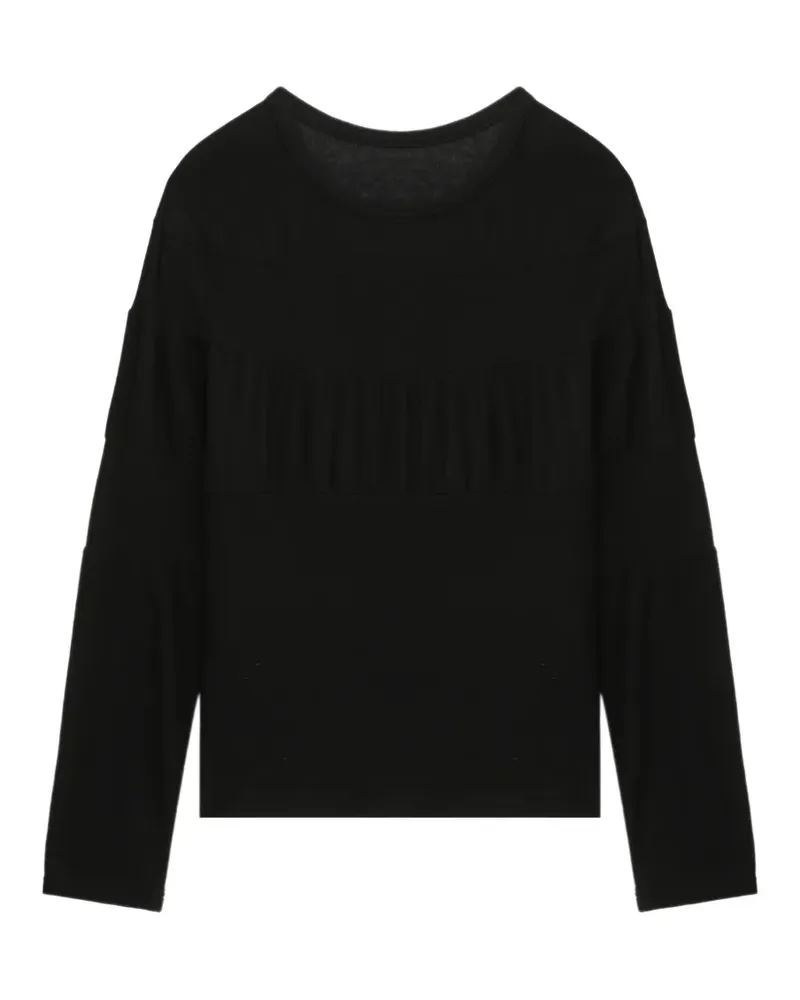 Yohji Yamamoto Gerippter Pullover mit Einsätzen - Schwarz Schwarz