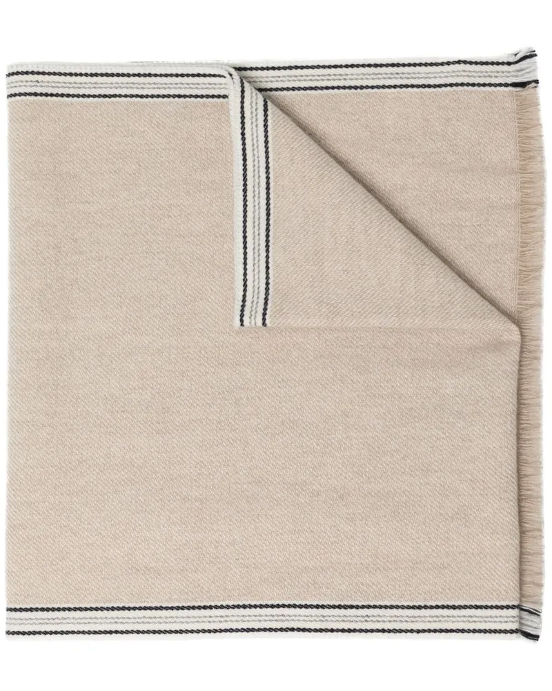 Brunello Cucinelli Kaschmirschal mit gestreiftem Rand - Nude Nude