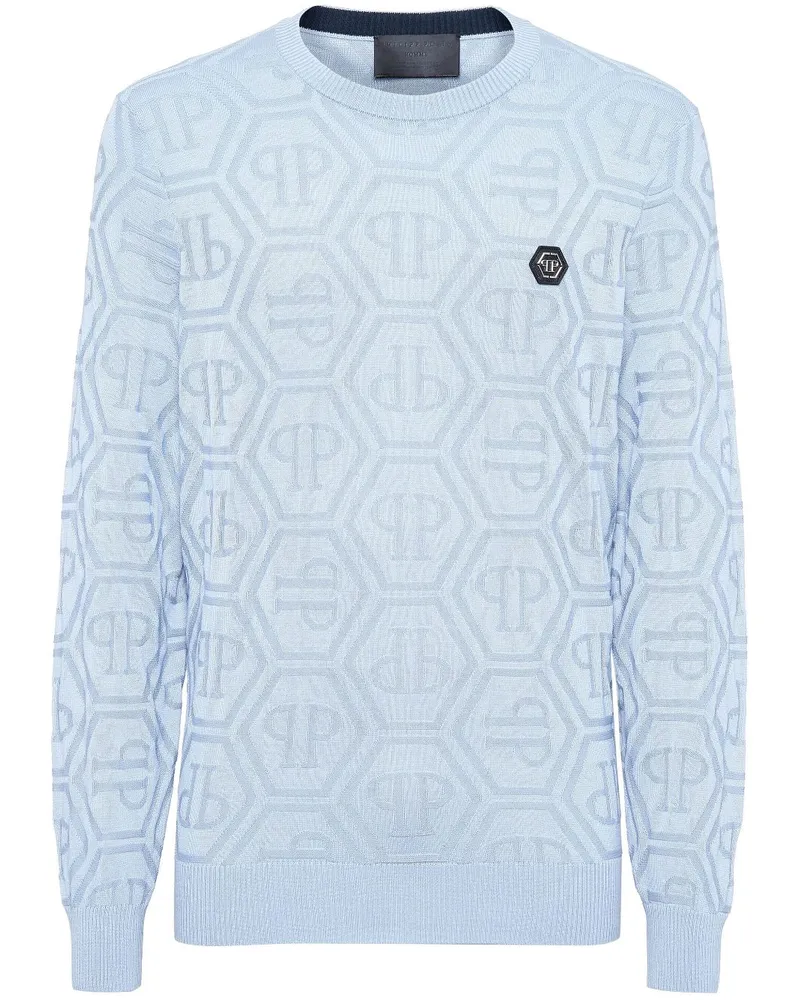 Philipp Plein Pullover aus Monogramm-Jacquard - Blau Blau