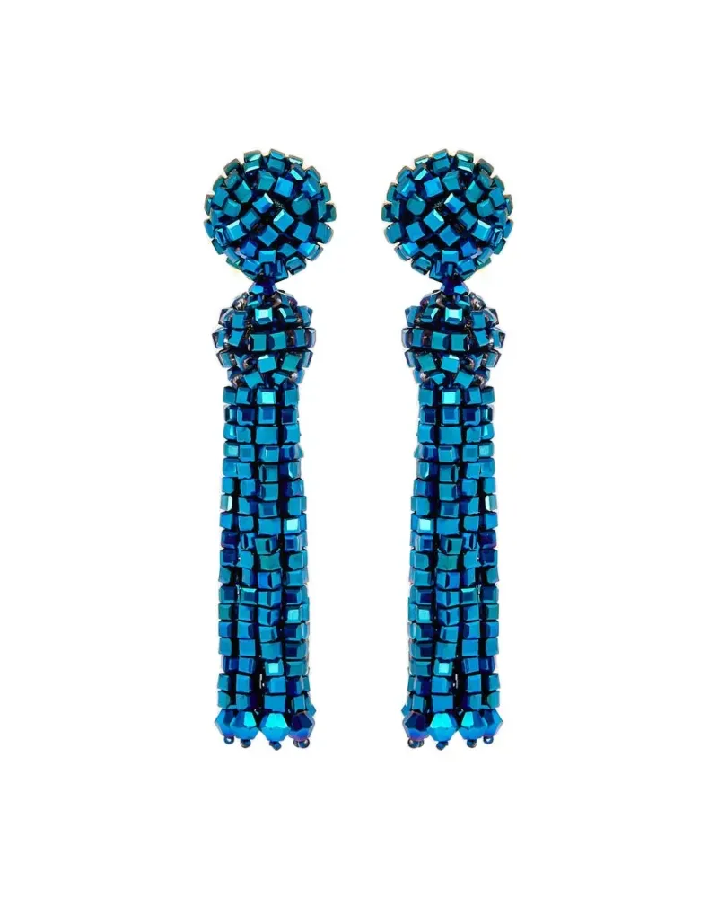 Oscar de la Renta Perlenohrringe mit Quaste - Blau Blau