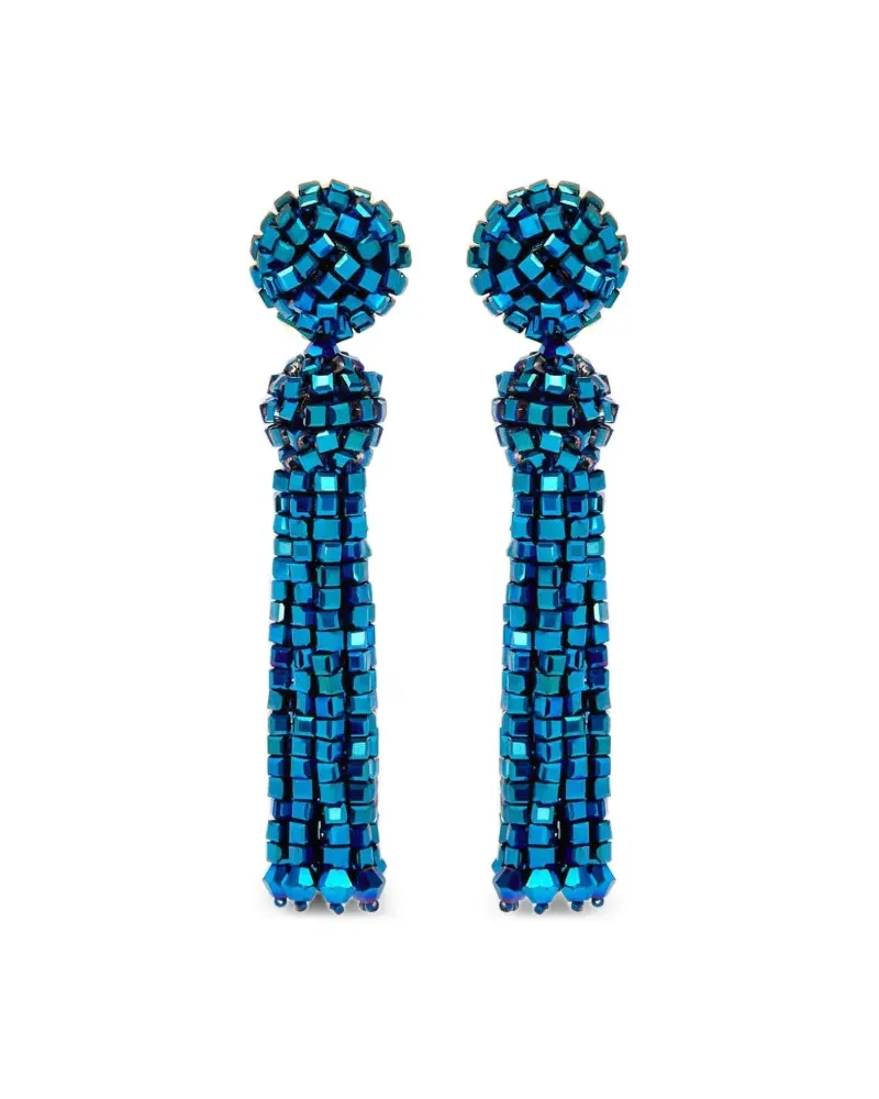Oscar de la Renta Perlenohrringe mit Quaste - Blau Blau